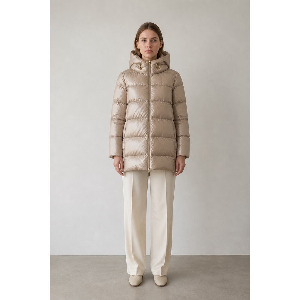 Herno Hooded Down Jacket Beige Luxury